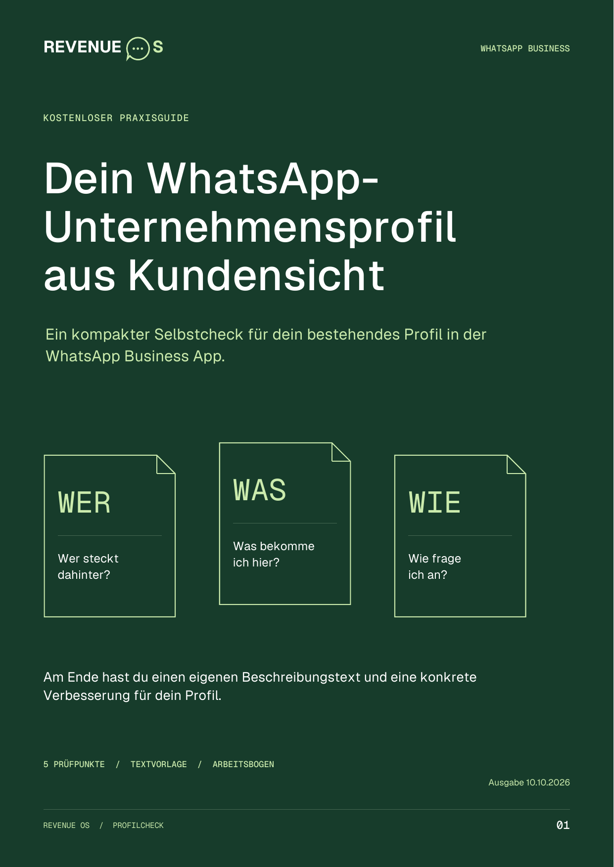 Titelseite: Dein WhatsApp-Unternehmensprofil aus Kundensicht